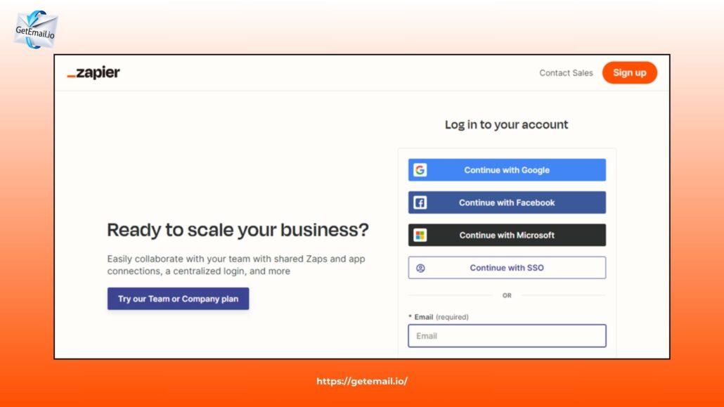 Zapier Login Page